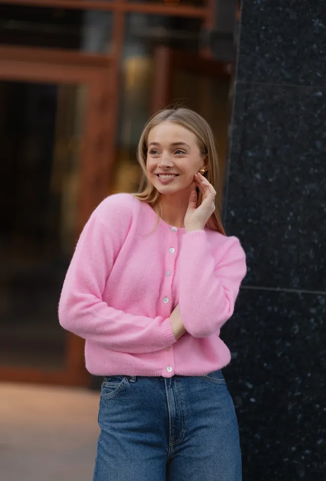 American Vintage Vitow Cardigan Pink Melange strikk 