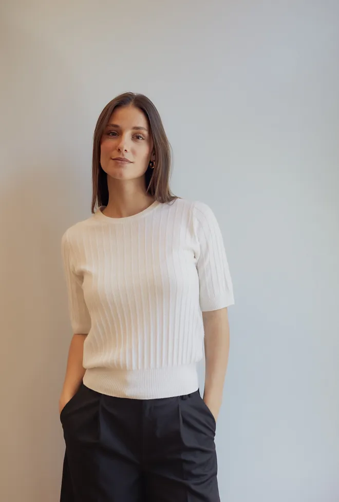 Christian AKS Molly Wool Cash Knit White genser strikk 