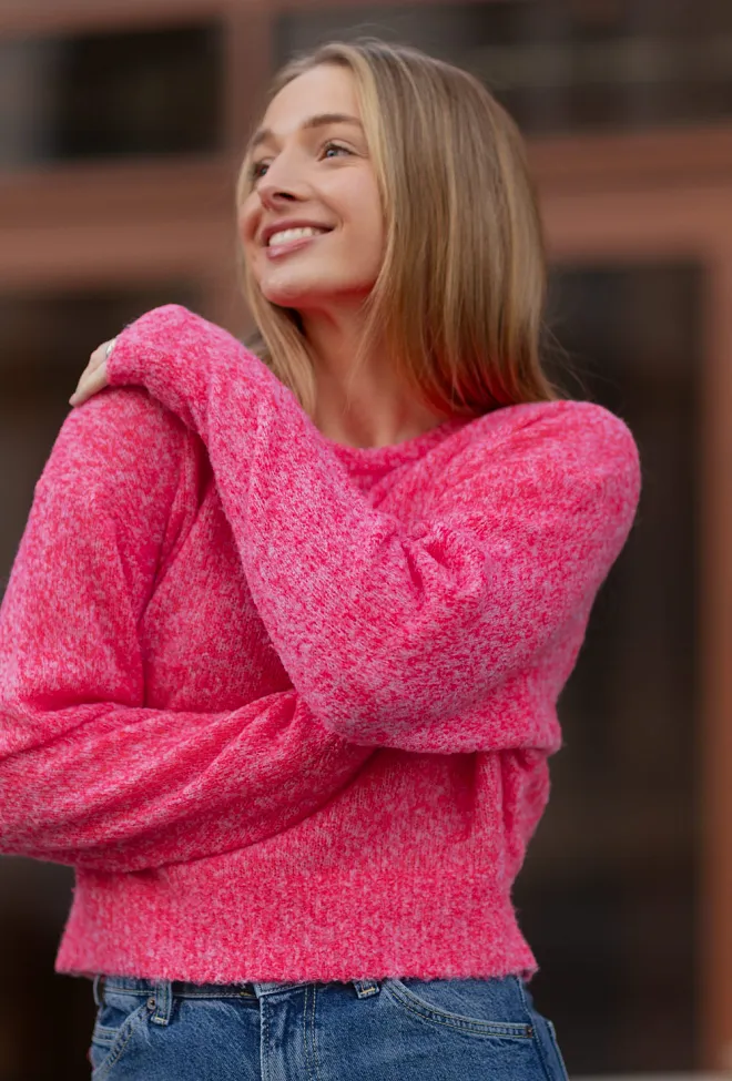 American Vintage Nuggy Sweater Fluorescent Strawberry Melange genser strikk 2