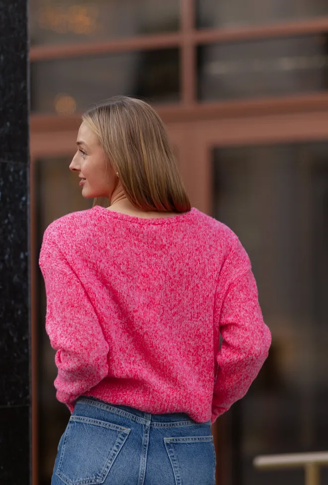 American Vintage Nuggy Sweater Fluorescent Strawberry Melange genser strikk 4
