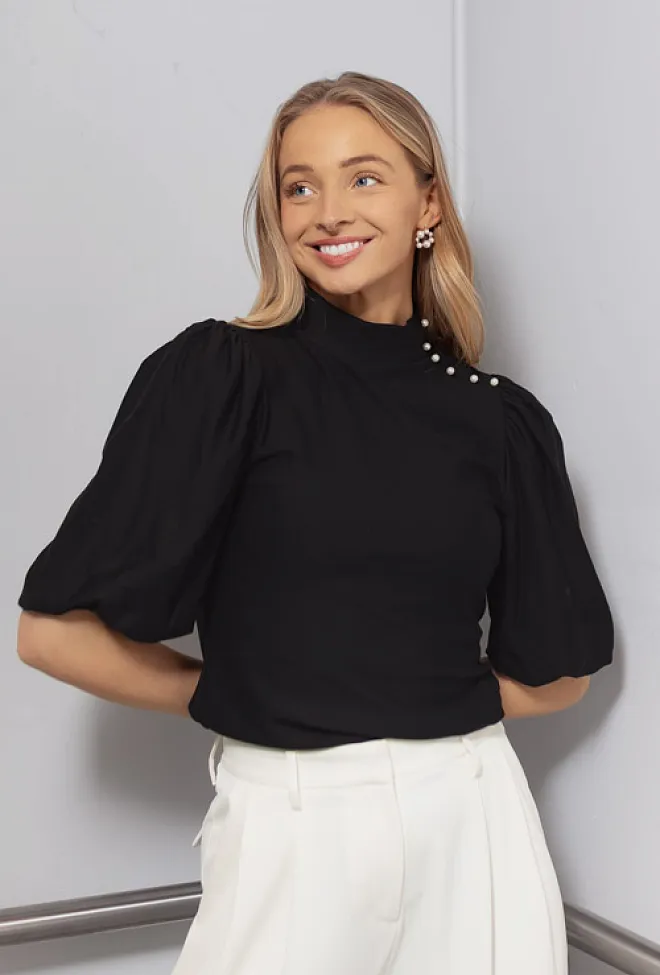 Gestuz GZ Rifa Button Balloon Top Black topp