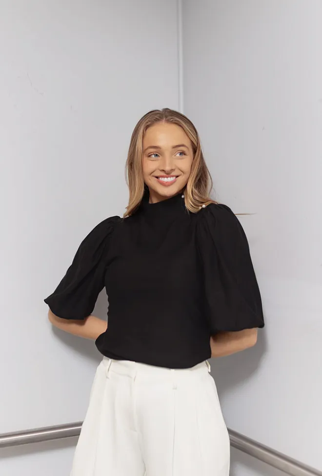 Gestuz GZ Rifa Button Balloon Top Black topp 4