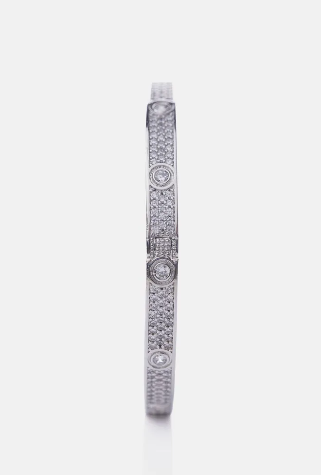 HiiL Studio Jewelry Solid Crystal Bangle Silver armbånd 7