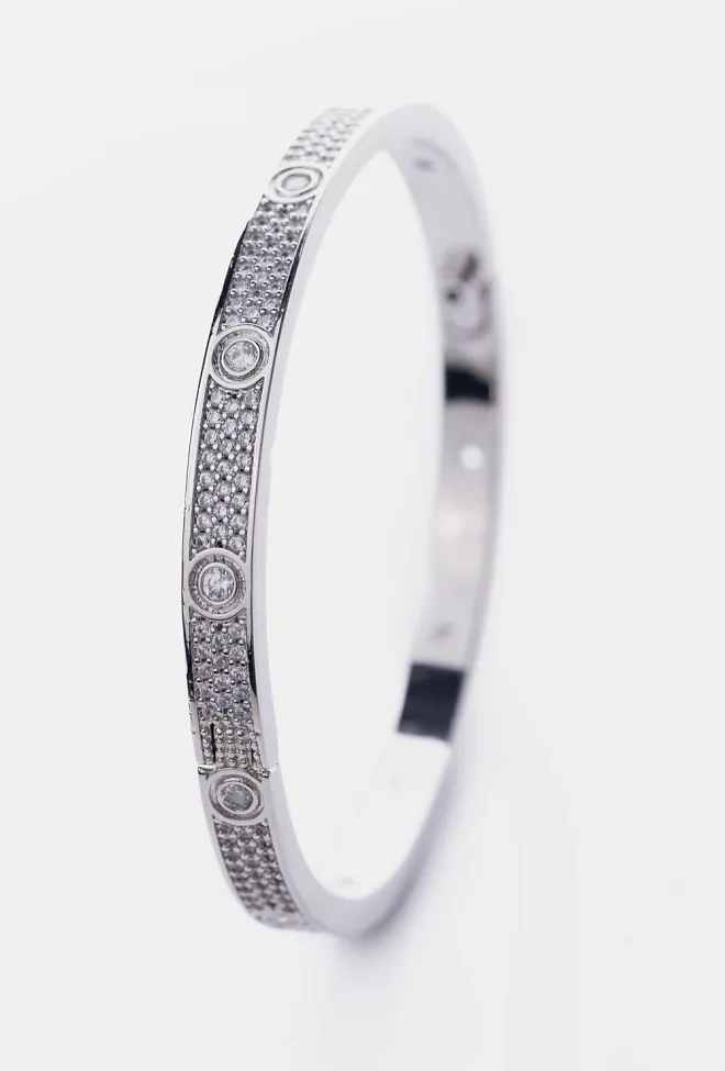HiiL Studio Jewelry Solid Crystal Bangle Silver armbånd 6