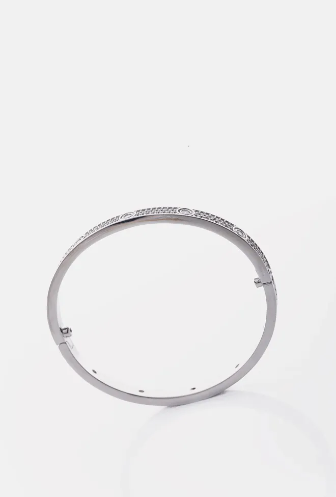 HiiL Studio Jewelry Solid Crystal Bangle Silver armbånd 5