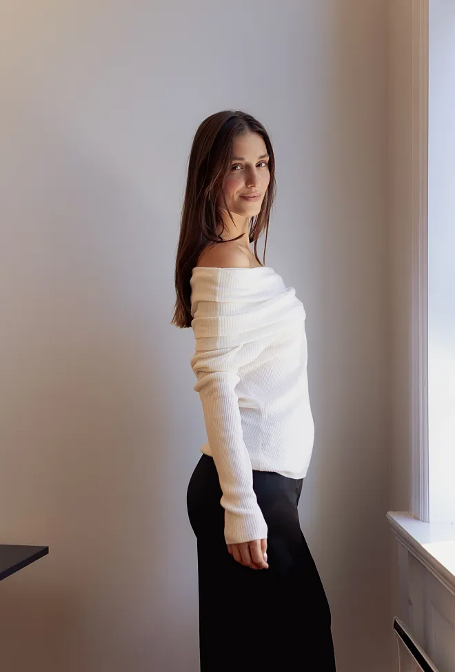 Christian Aks Delphine Merino Top White strikk genser 3