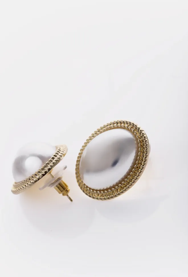 HiiL Studio Jewelry Vintage Oval Earrings Pearl Stone øredobber 3