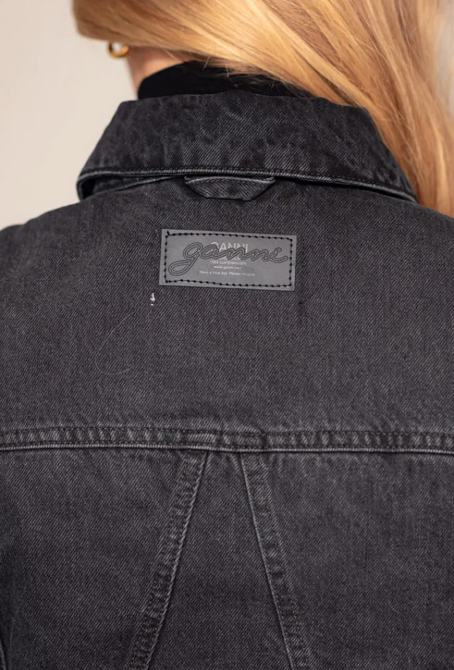 GANNI Rigid Denim Mix Jacket Black Washed jakke 6