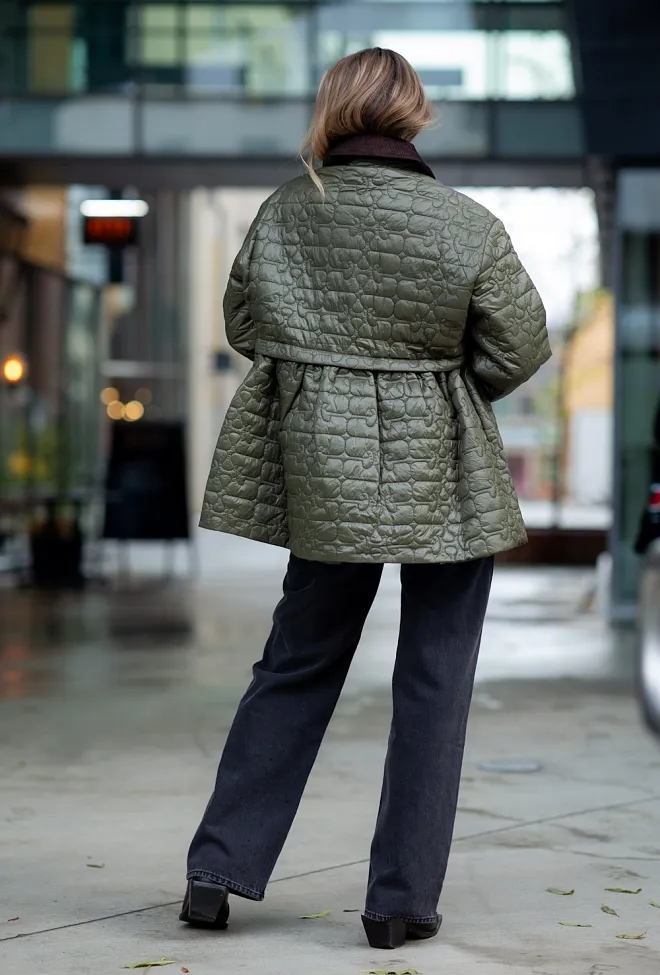 GANNI Shiny Quilt Midi Jacket W Flare Kalamata jakke 4
