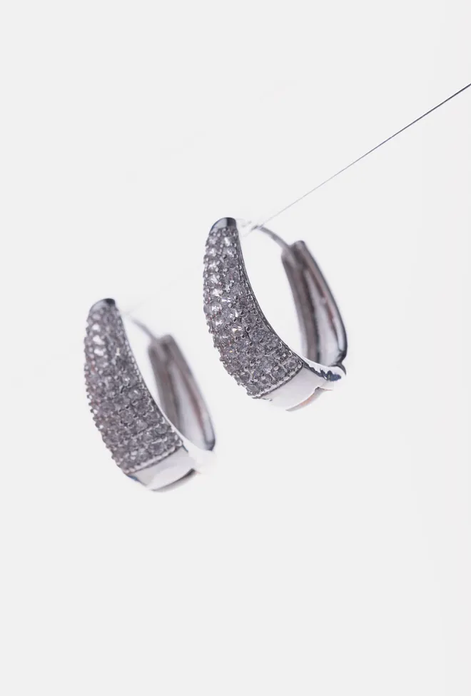 HiiL Studio Jewelry Small Crystal Hoops Silver øredobber 4