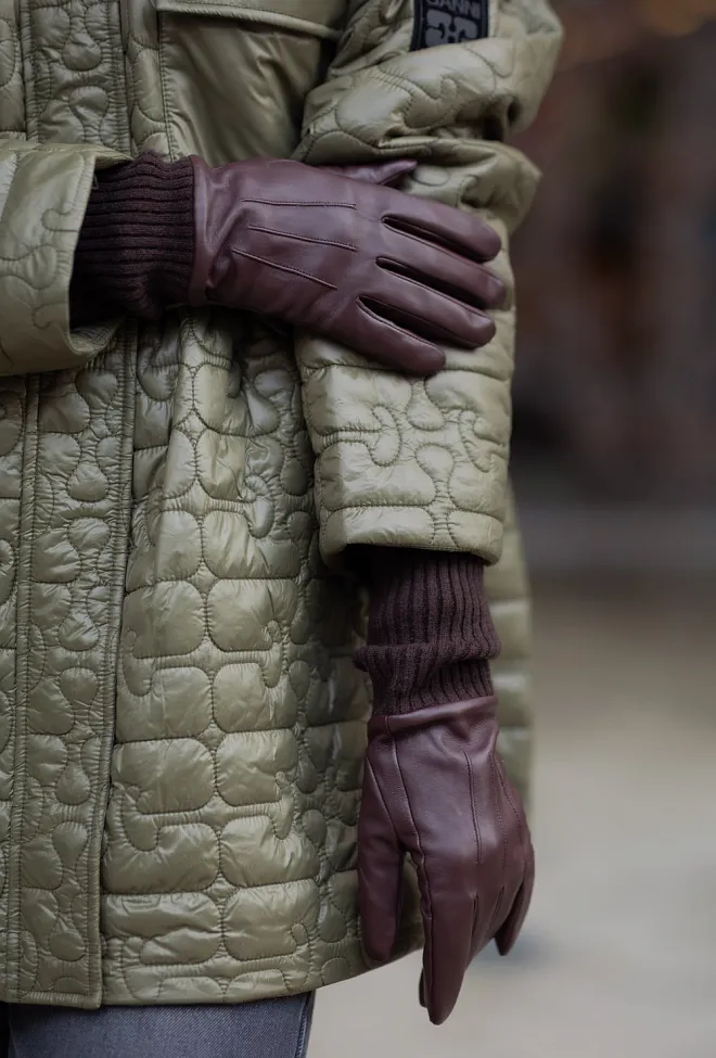 Day ET Day Leather Knit Glove Chocolate Plum hansker 5