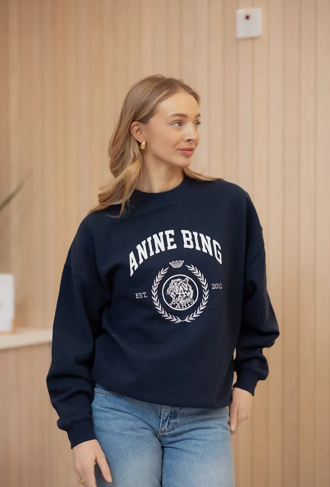 Anine bing Miles Sweatshirt Collegiate Dark Navy collegegenser 3