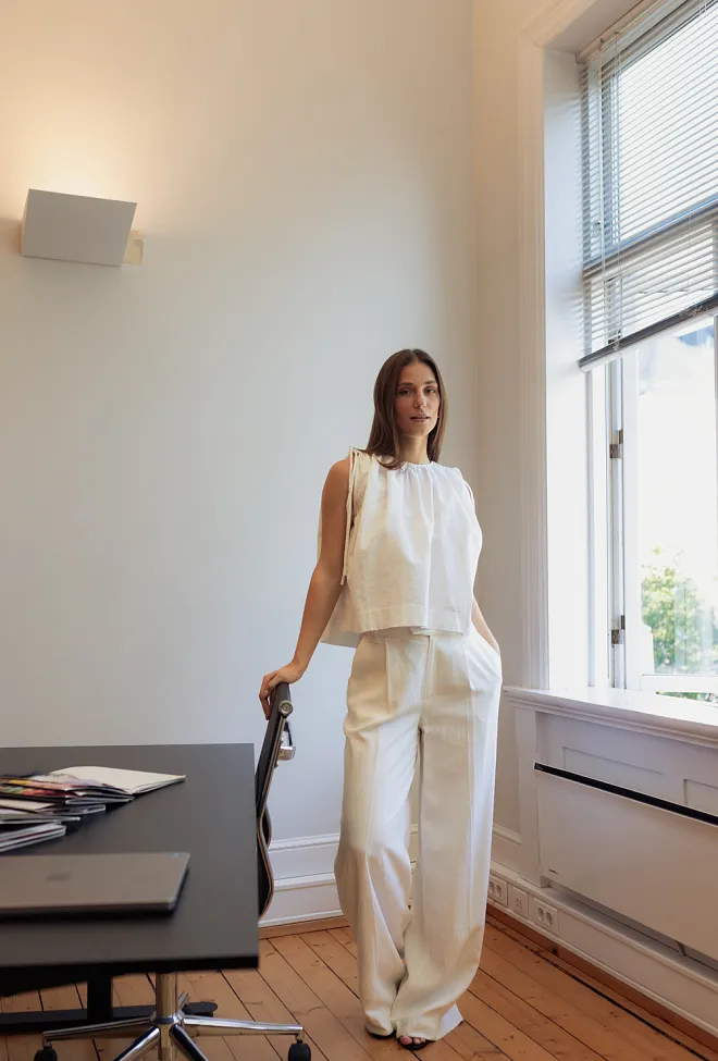 Christian Aks Sharon Linen Trouser White linbukse