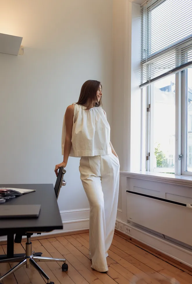 Christian Aks Sharon Linen Trouser White linbukse 3
