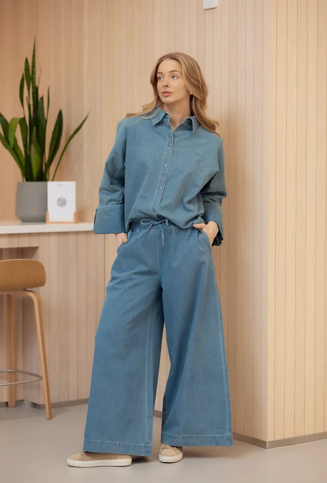 Iben Atari Denim Pant Chambray Blue bukse 2