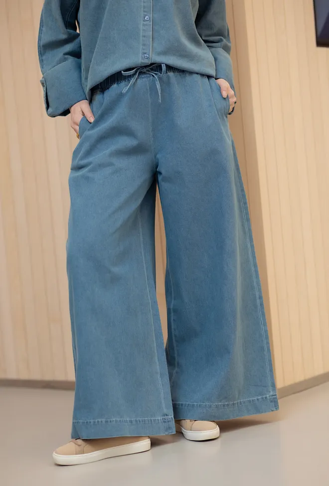 Iben Atari Denim Pant Chambray Blue bukse