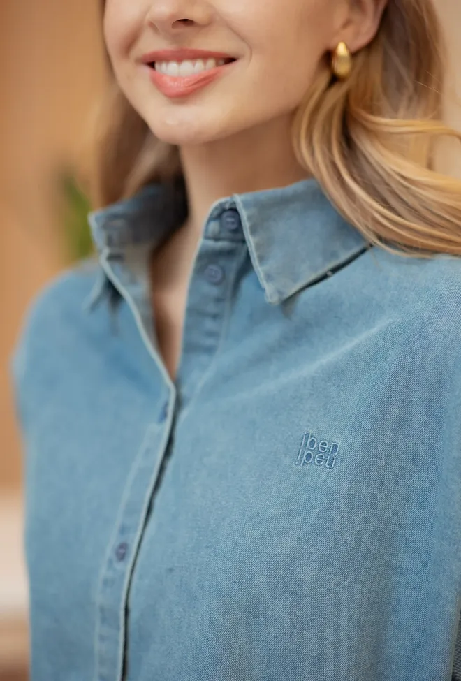 Iben Atari Denim Shirt Chambray Blue denimskjorte 4