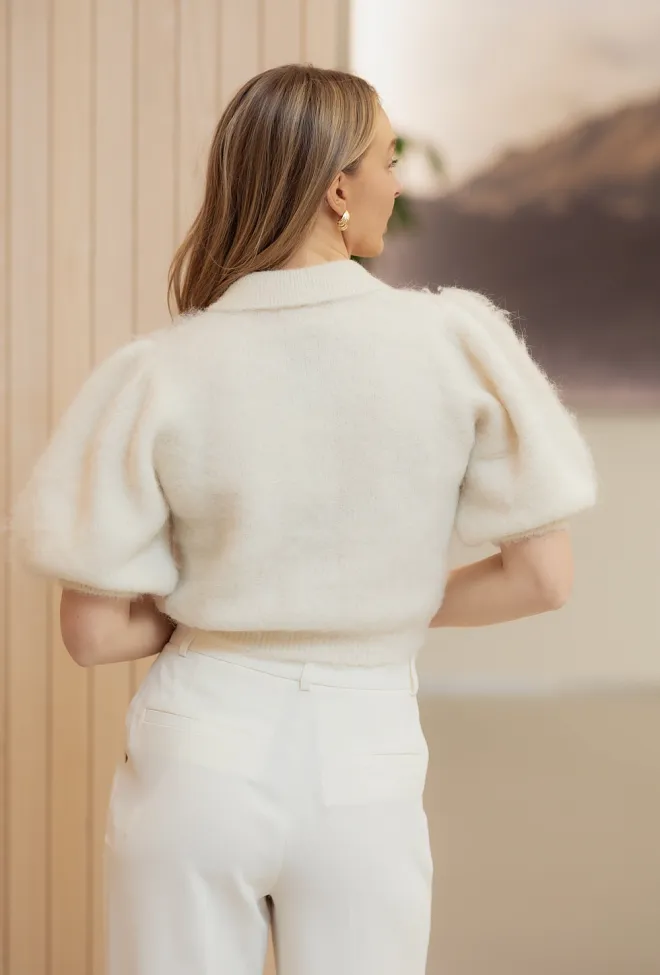 byTiMo Hairy Knit Puffed Jacket Off White  cardigan 6