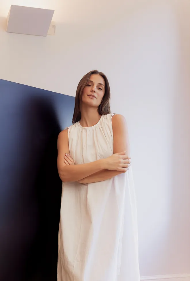 Christian Aks Gia Linen Dress White kjole 5