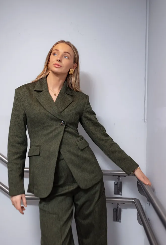 GANNI Mouline Suiting Blazer Forest Night dressjakke 3