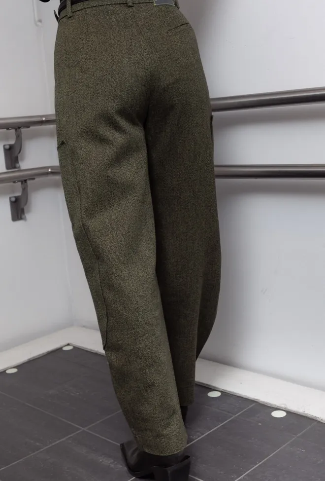 GANNI Mouline Suiting Curved Pants Forest Night dressbukse 6