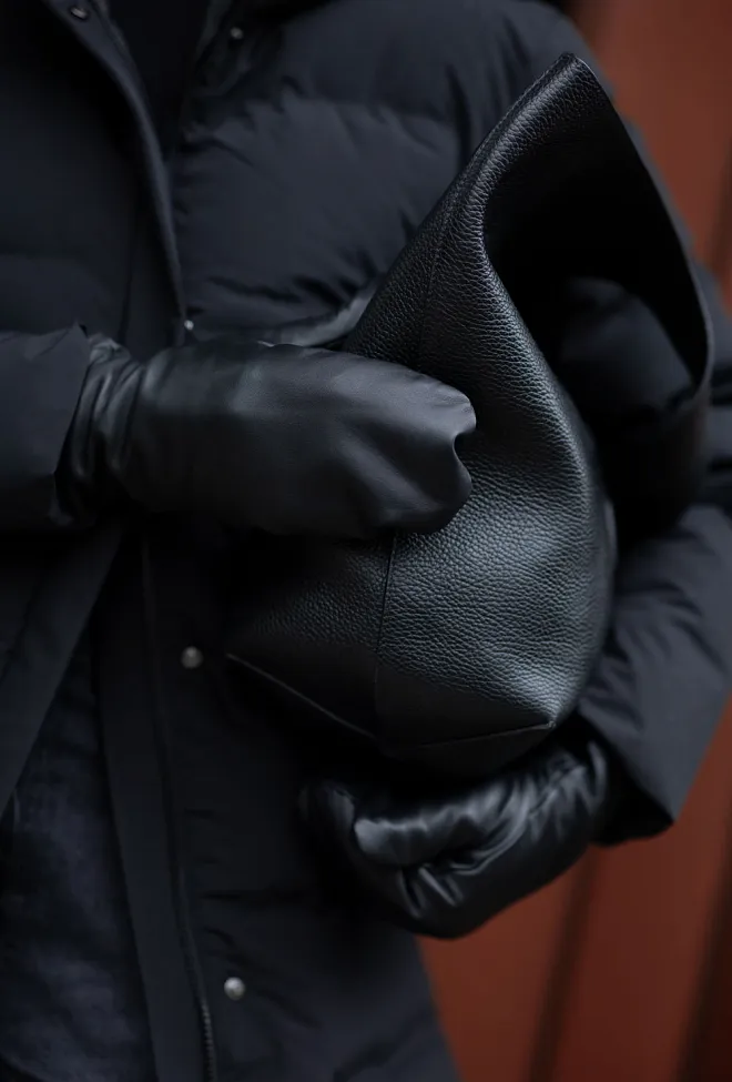 DAY ET Day Leather Mittens Black skinnvotter