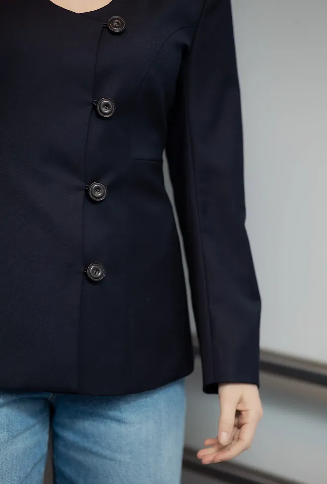 SB Collarless Blazer Dark Navy dressjakke 6b