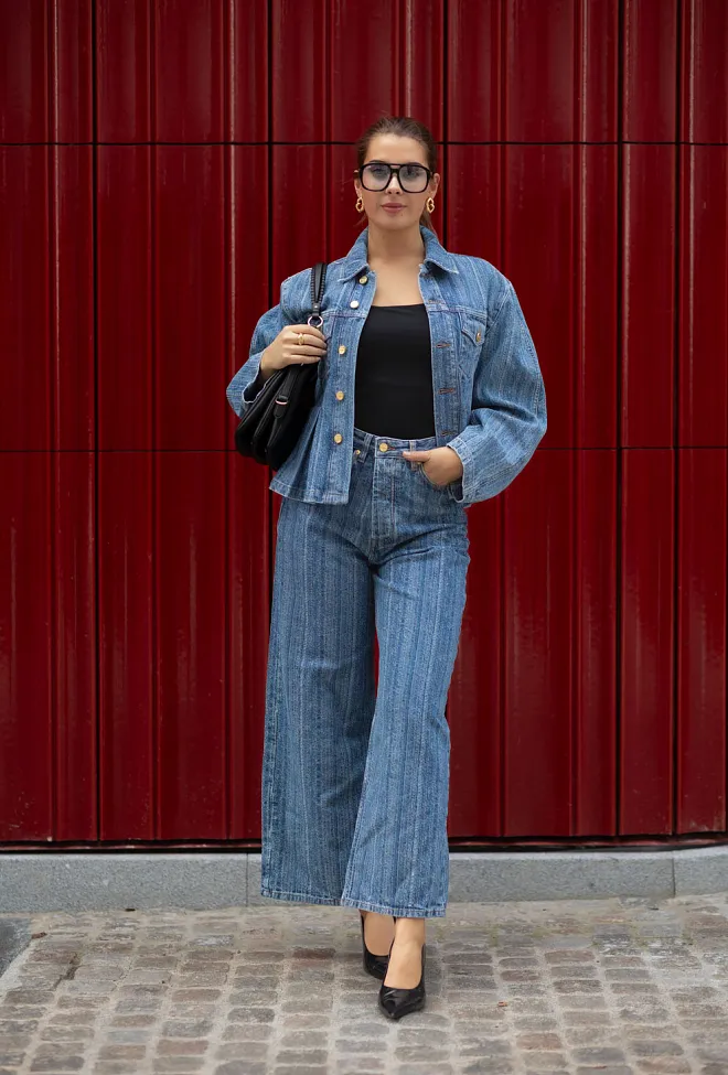 ganni Structured Denim Double Fly Baggy Jeans Mid Blue Stone 9