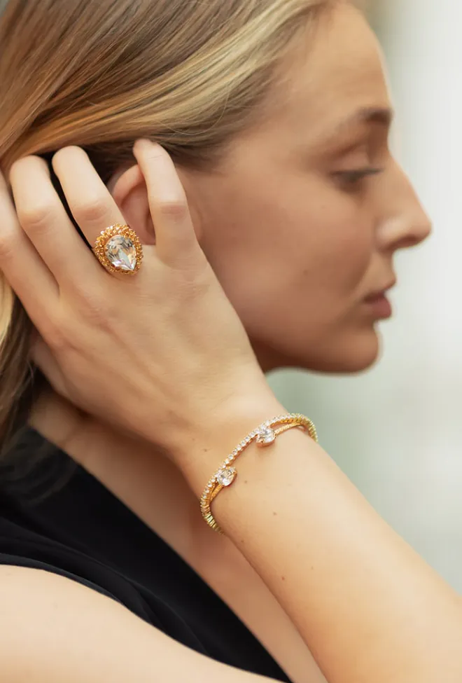 Caroline svedbom Classic Gemma Ring Gold Crystal