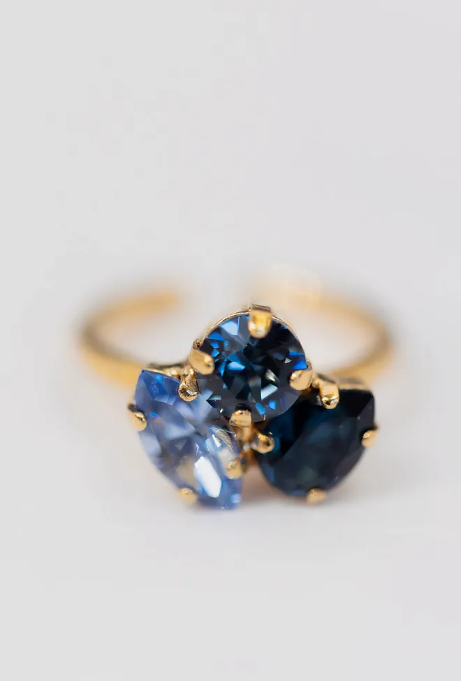 Caroline Svedbom Ana Ring Gold Denim Blue Combo 