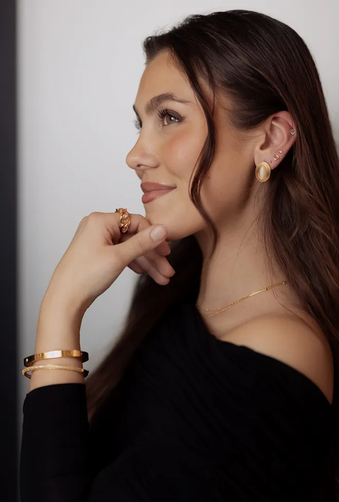 HiiL Studio Classic Crystal Bangle Gold armbånd