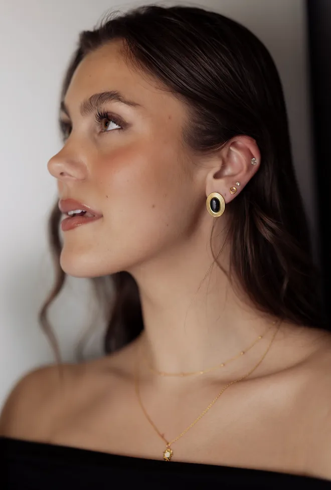 Hiil studio jewelry Vintage Oval Earrings Brown Stone øredobber 2