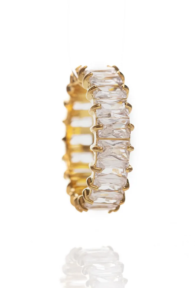 Hiil studio jewelry Crystal Baguette Ring Gold  3