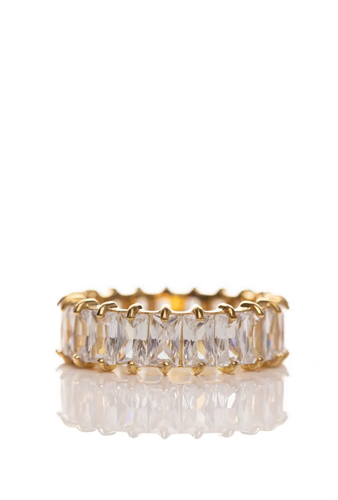 Hiil studio jewelry Crystal Baguette Ring Gold  6