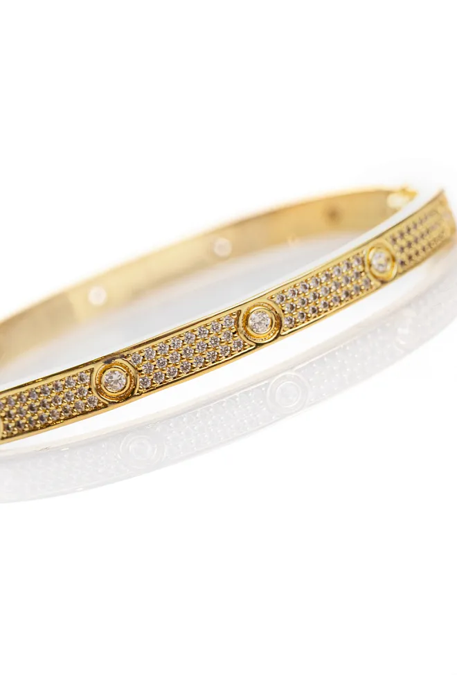HiiL Studio Jewelry Solid Crystal Bangle Gold armbånd 5