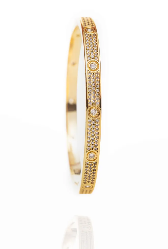 HiiL Studio Jewelry Solid Crystal Bangle Gold armbånd 6