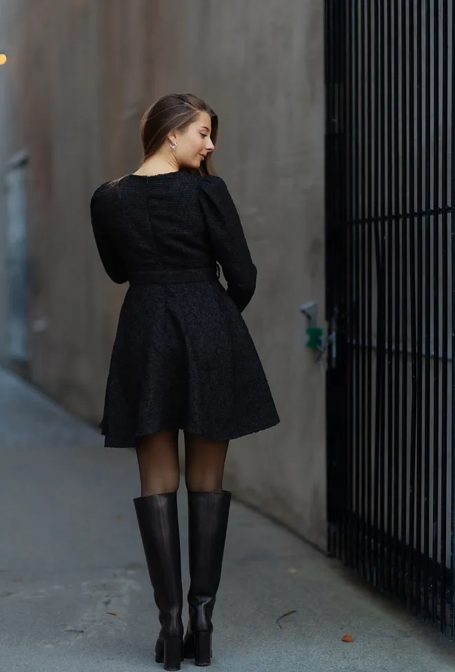 byTIMo Boucle Belt Dress Black minikjole 6