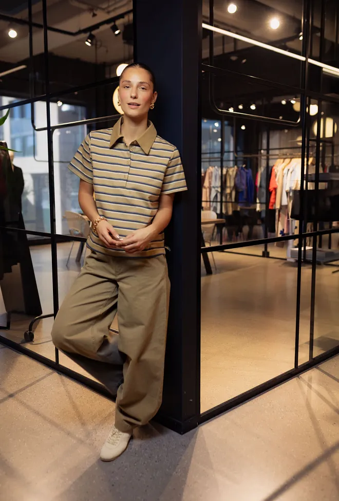 My Essential Wardrobe MW Asla Polo Tee Light Capers Striped t-skjorte 2