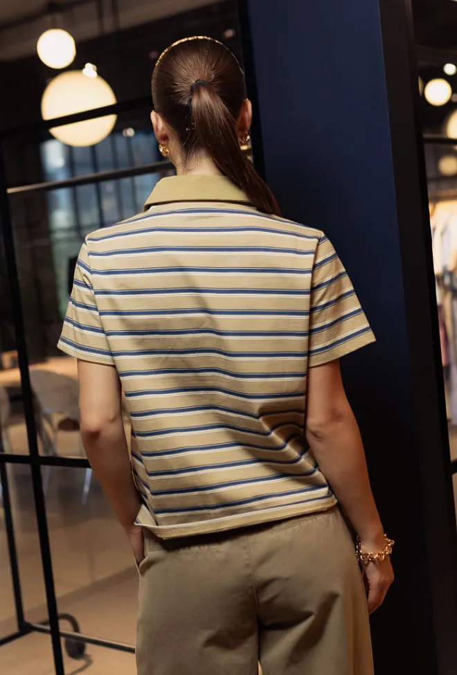 My Essential Wardrobe MW Asla Polo Tee Light Capers Striped t-skjorte 4