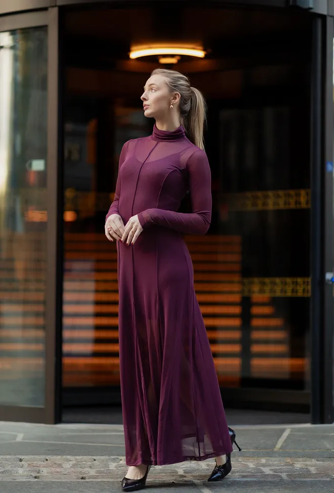 Remain Maxi Mesh Dress Winetasting maxikjole 2