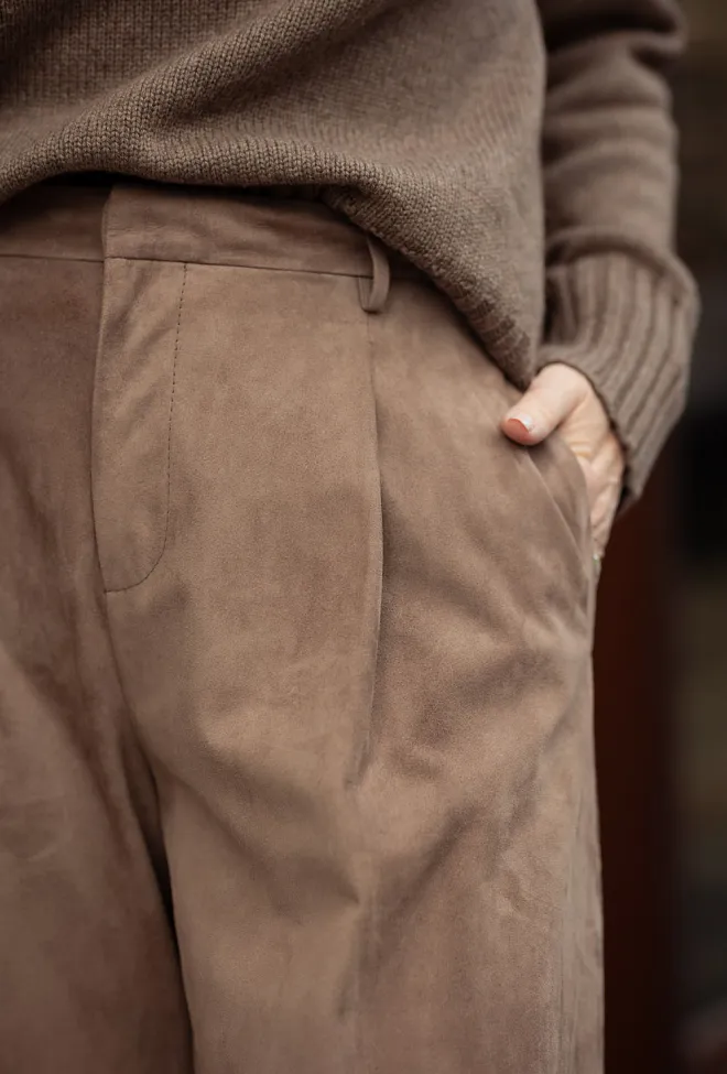 Max Mara Brando Leather Trouser Brown skinnbukse semsket 5