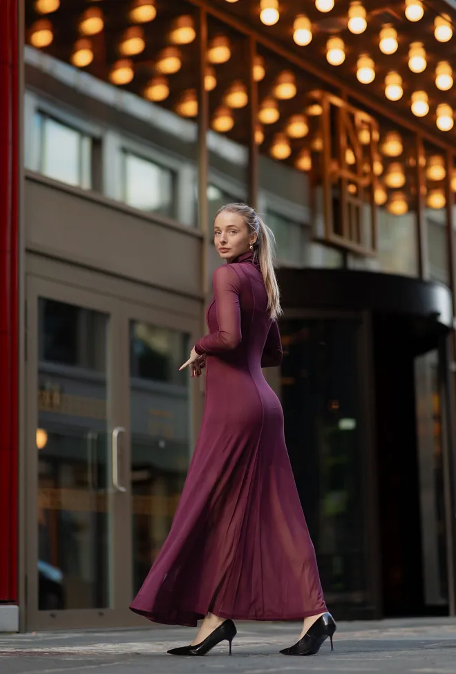 Remain Maxi Mesh Dress Winetasting maxikjole 4