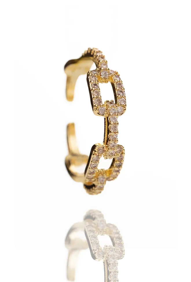 Hiil studio jewelry Small Squared Crystal Lenk Ring 