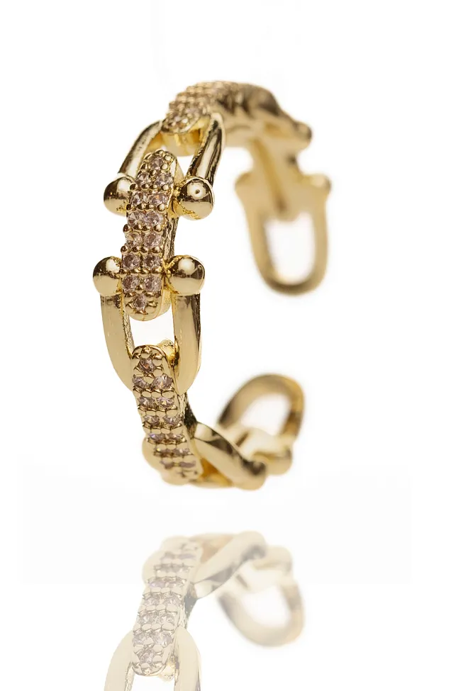 Hiil Studio jewelry Small Crystal Lenk Ring Gold  2