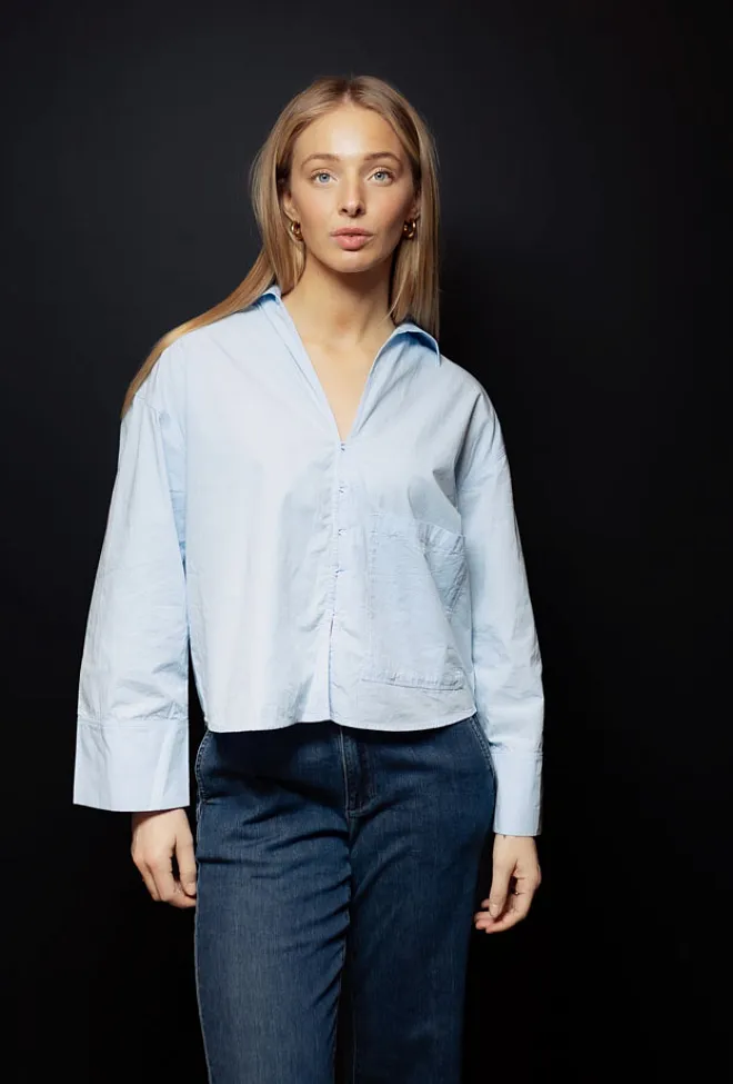 My essential wardrobe MW Sunny Boxy Short Shirt Cashmere Blue skjorte