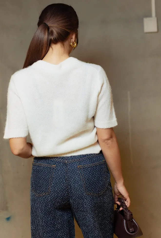 GANNI Brushed Alpaca Graphic T-Shirt Egret topp 4