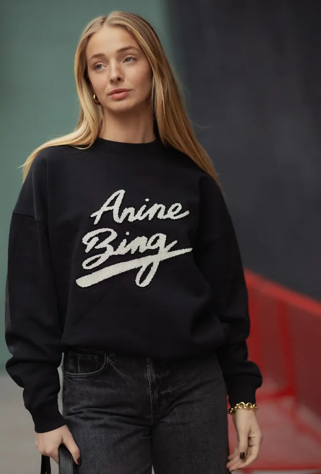 Anine Bing Miles Sweatshirt Chenille Signature Black genser 