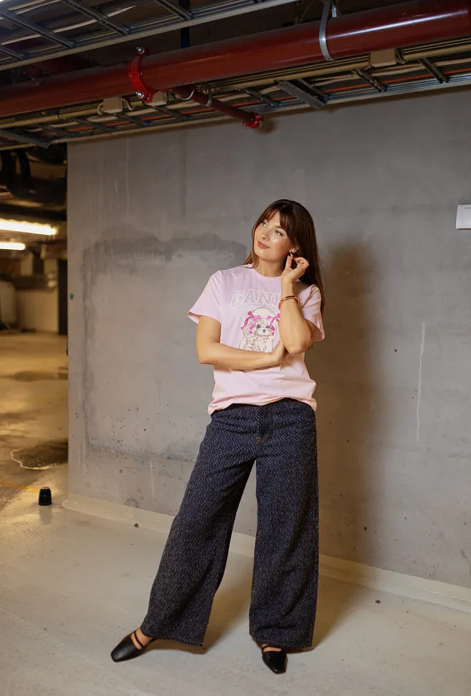 GANNI Basic Cotton Jersey T-Shirt Chalk Pink t-skjorte 3
