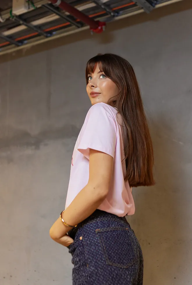 GANNI Basic Cotton Jersey T-Shirt Chalk Pink t-skjorte 5