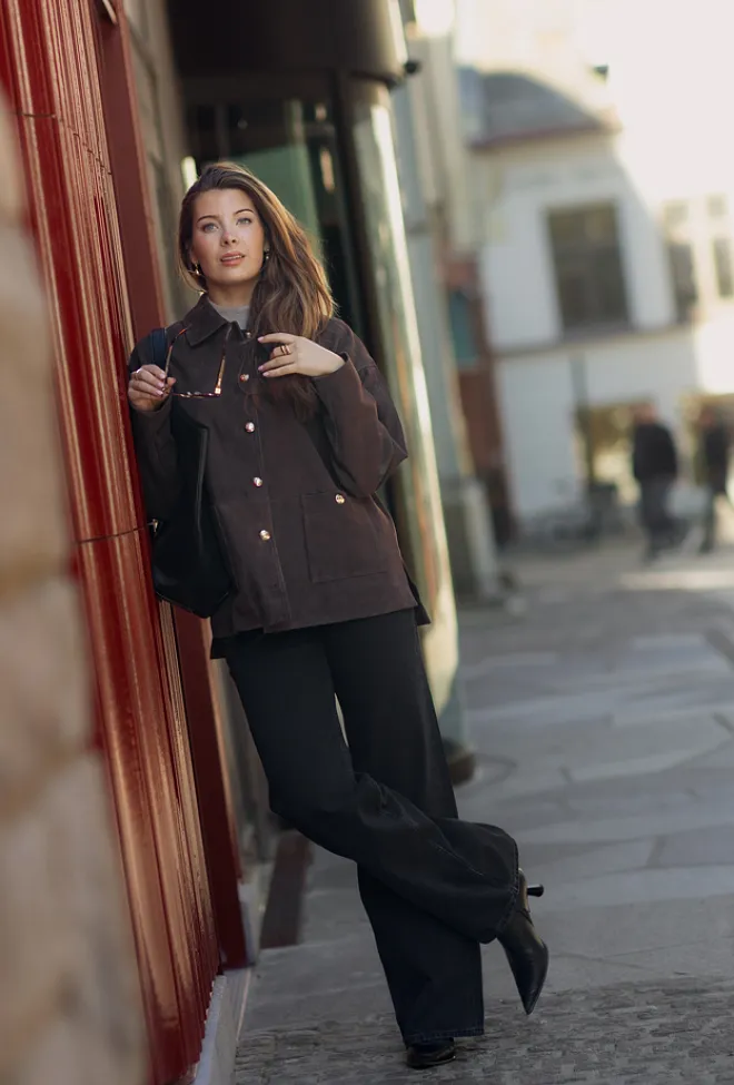 Anine Bing Luca Suede Jacket Deep Brown semsket skinnjakke 2